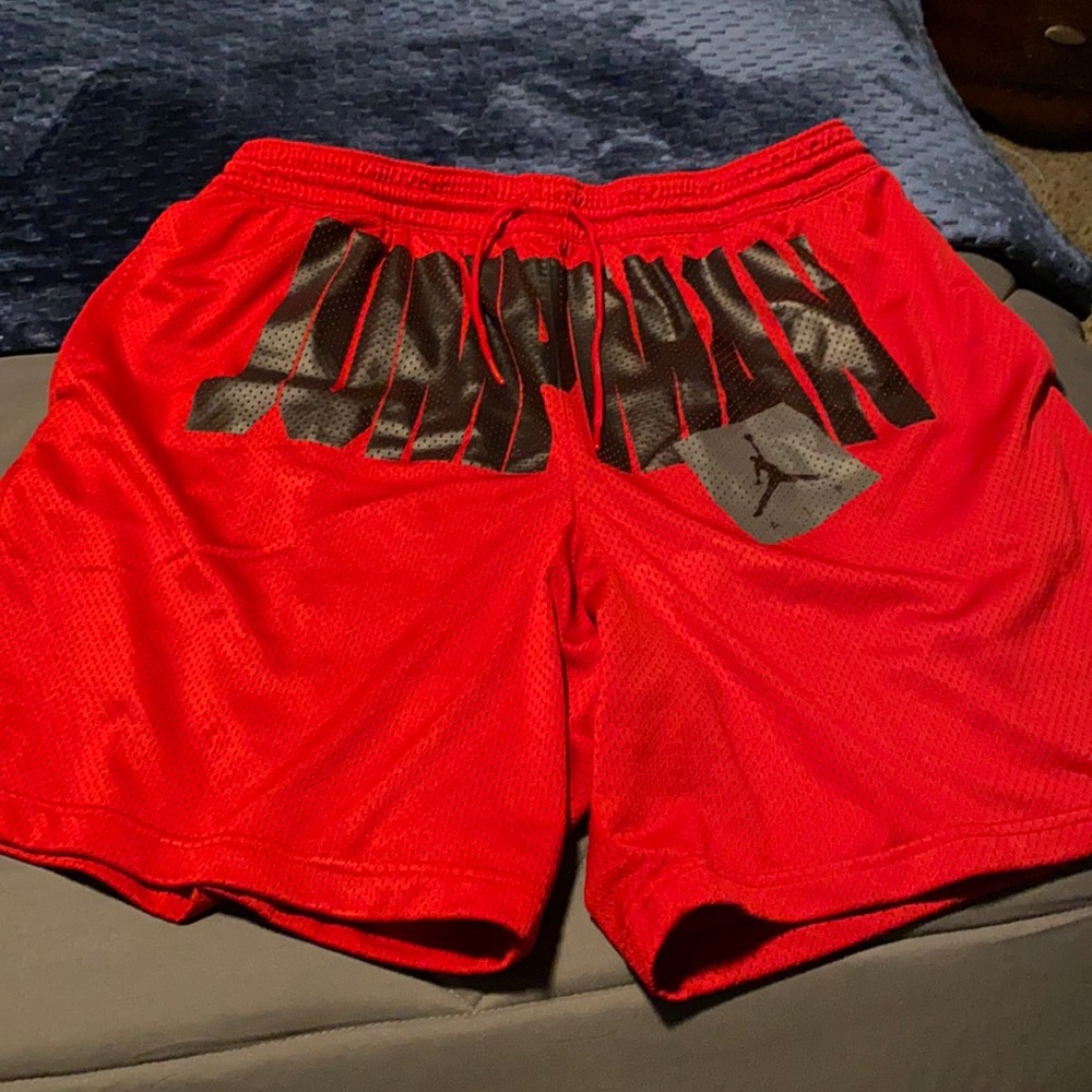 Red Jordan jump-man baller shorts